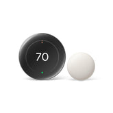Google Nest termostato frontal en plata mostrando diseño elegante y ahorro
