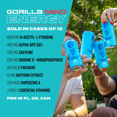 Gorilla Mind etiqueta con ingredientes y certificación de pruebas externas