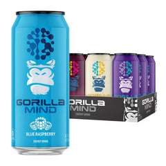 Gorilla Mind lata frontal 16oz mostrando diseño y tamaño para energía inmediata