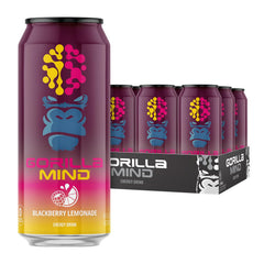 Gorilla Mind lata frontal Blackberry Lemonade mostrando diseño y beneficio refrescante