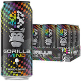 Gorilla Mind lata frontal Rainbow Sherbet mostrando etiqueta clara y beneficio de energía