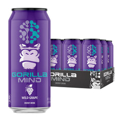 Gorilla Mind lata frontal Wild Grape mostrando diseño y formato listo para beber