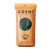 GOSHI toalla exfoliante frontal mostrando diseño y color verde, fácil agarre