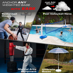 GoSports base de aro de baloncesto con gel asegurando estabilidad