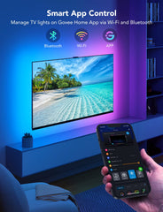 Govee instalación en TV con clips asegurando sujeción estable