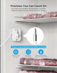 GoveeLife sensor colocado en el interior de una nevera protegiendo alimentos