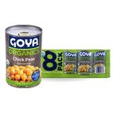 Goya garbanzos orgánicos vista frontal de la lata, ingrediente práctico y orgánico