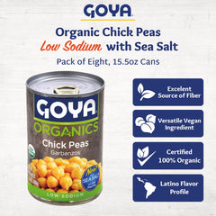 Goya garbanzos orgánicos primer plano de textura cremosa mostrando calidad y suavidad