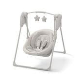 Graco vista frontal del columpio, diseño compacto y elegante beneficio ahorro de espacio