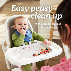 Graco EveryStep bebé sentado en trona, seguridad y confort Graco