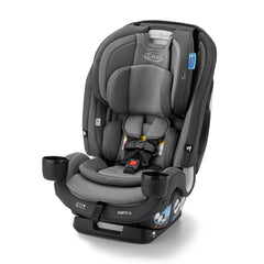 Graco SlimFit3 LX vista frontal que muestra diseño estrecho y beneficios de espacio