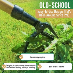 Grampa's Weeder bamboo handle detail highlighting comfortable, sustainable grip