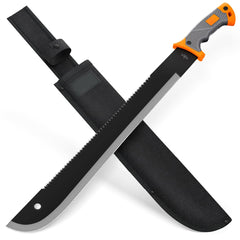 Grand Way front view of machete and sheath showing secure carry