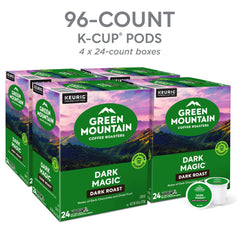 Green Mountain taza servida con Dark Magic mostrando color intenso y sabor profundo