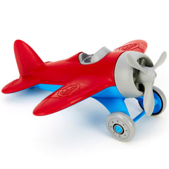 Green Toys avión hélice giratoria destacando manipulación segura