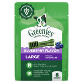 Greenies empaque frontal mostrando el producto y beneficio dental