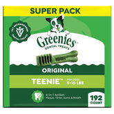 Greenies paquete Teenie frente mostrando cantidad 192 y fácil uso