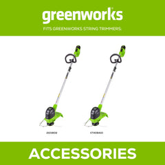 Greenworks comparación de tamaño de bobina que facilita elegir compatibilidad