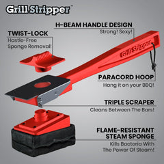 Grill Stripper flame-resistant sponge detail demonstrating steam cleaning action