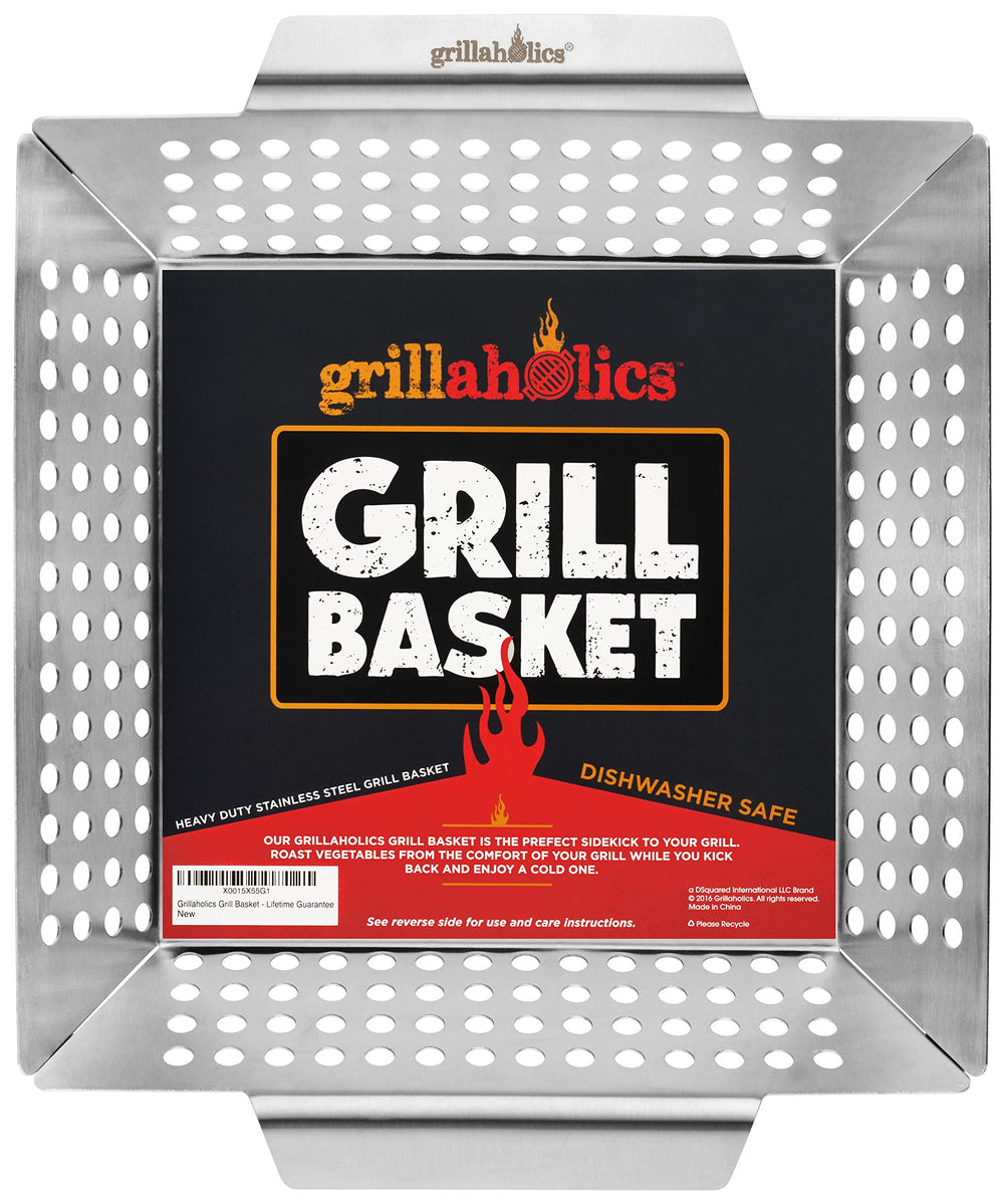 Grillaholics front view showing sturdy XL basket and large cooking area