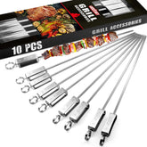 GRILLART vista frontal del paquete de 10 brochetas, solución duradera