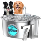 GROOKPET frente de la fuente 7L en acero inoxidable, diseño robusto y higiénico