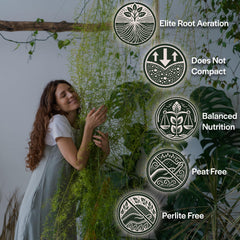 Grow Queen textura gruesa en primer plano, beneficio de aireación y drenaje