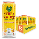 Guayaki lata frontal Peach Revival mostrando diseño y ventajas energéticas