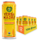 Guayaki Yerba Madre frontal de la lata mostrando diseño y tamaño práctico