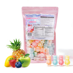 Gummy Glow paquete frontal resellable mostrando 12 oz y colores frutales