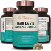 Hair La Vie mostrando el frente del envase y beneficio informativo