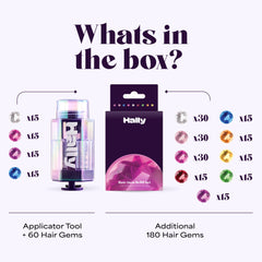 Hally Hair primer plano de gemas multicolores para looks creativos