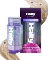 Hally Hair paquete frontal mostrando el kit completo y facilidad de uso