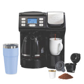 Hamilton Beach FlexBrew Trio vista frontal mostrando diseño compacto y prácticas funciones