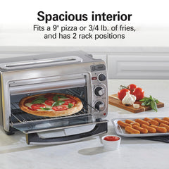 Hamilton Beach interior con pizza de 9 pulgadas, capacidad útil