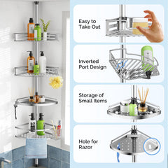 HAMITOR producto en uso en ducha con champú y esponja, mantiene todo accesible y seco
