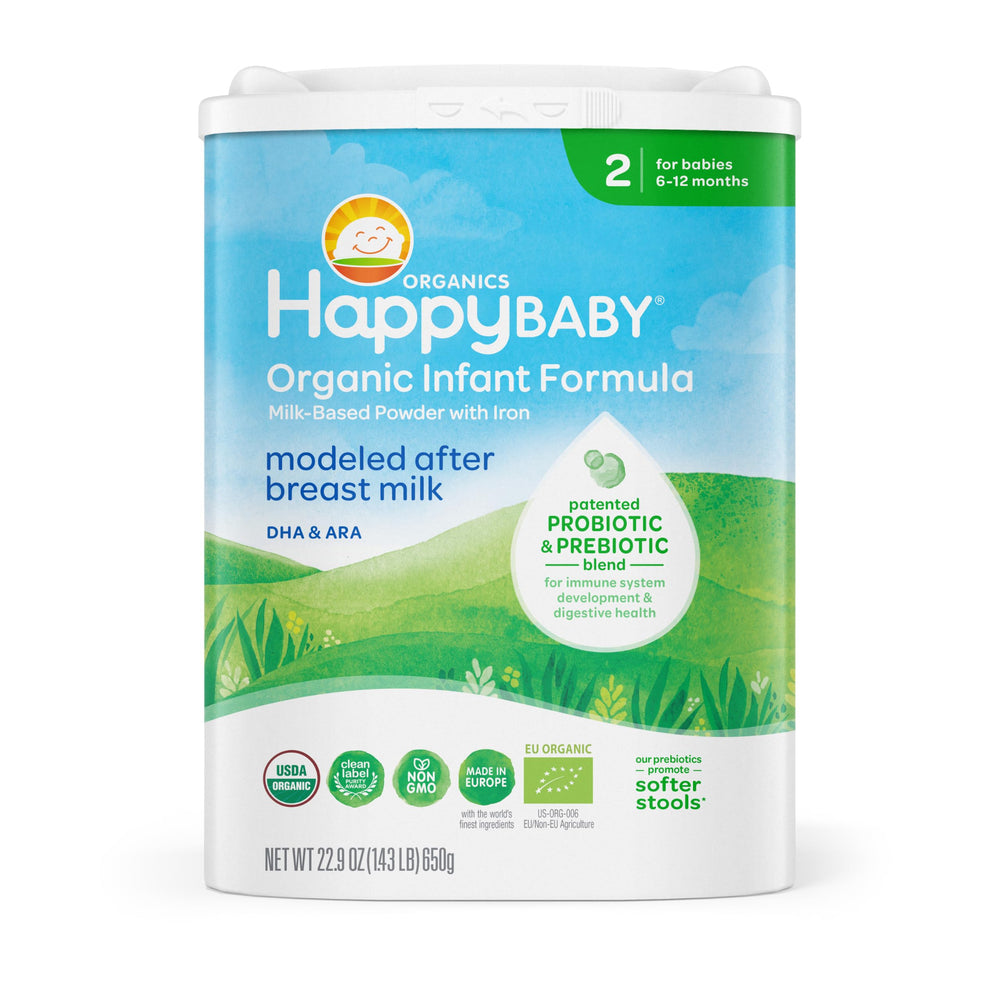 Happy Baby envase frontal mostrando la etiqueta y beneficios