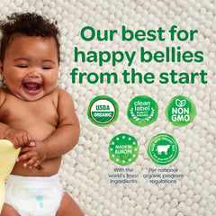 Happy Baby biberón preparado en uso, mezcla con probióticos y prebióticos