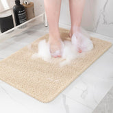 Hargiis front view of beige mat showing full non-slip coverage and safer footing
