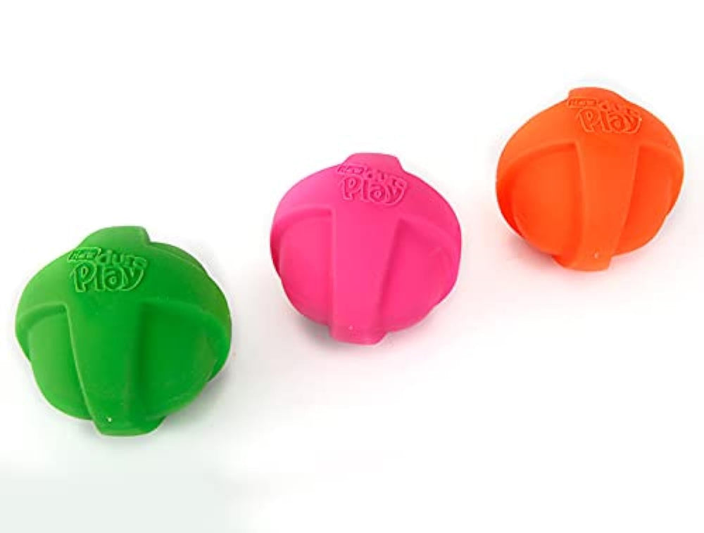 Hartz pelotas pack frontal mostrando colores neón y variedad para lanzar