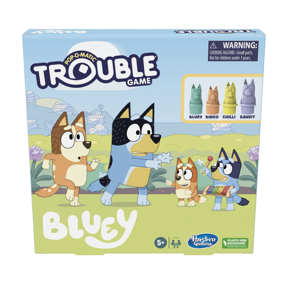 Hasbro Gaming empaque Bluey que muestra contenido y atractivo infantil