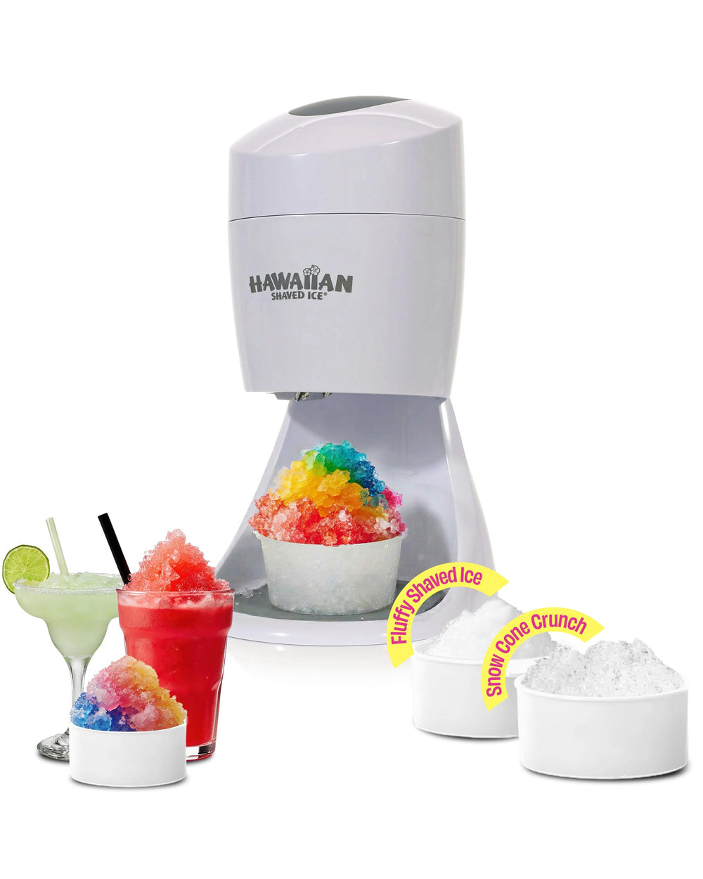 Hawaiian Shaved Ice vista frontal de la máquina, diseño compacto y práctico