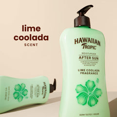 Hawaiian Tropic textura cremosa en mano que ilustra absorción rápida