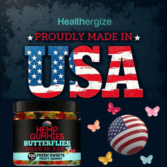 Healthergize varias gomitas mostrando los diez sabores coloridos disponibles