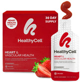 HealthyCell front packaging showing 30 strawberry MicroGel packs and benefits