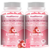 Healtionist envase frontal de gomitas melocotón mostrado con claridad y beneficio visual