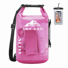 HEETA bolsa seca frontal rosa rojo mostrando cierre y forma, protección confiable