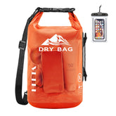 HEETA mochila estanca frontal naranja mostrando forma y cierre, protección clara
