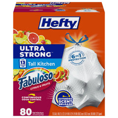 Hefty empaque frontal mostrando 80 bolsas y beneficio de cantidad