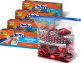 Hefty frente del paquete con cantidad y galón, organización inmediata